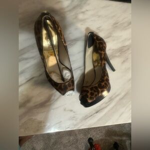 Michael Kors Leopard Print Peep Toe Heels- size 8 1/2 - worn once